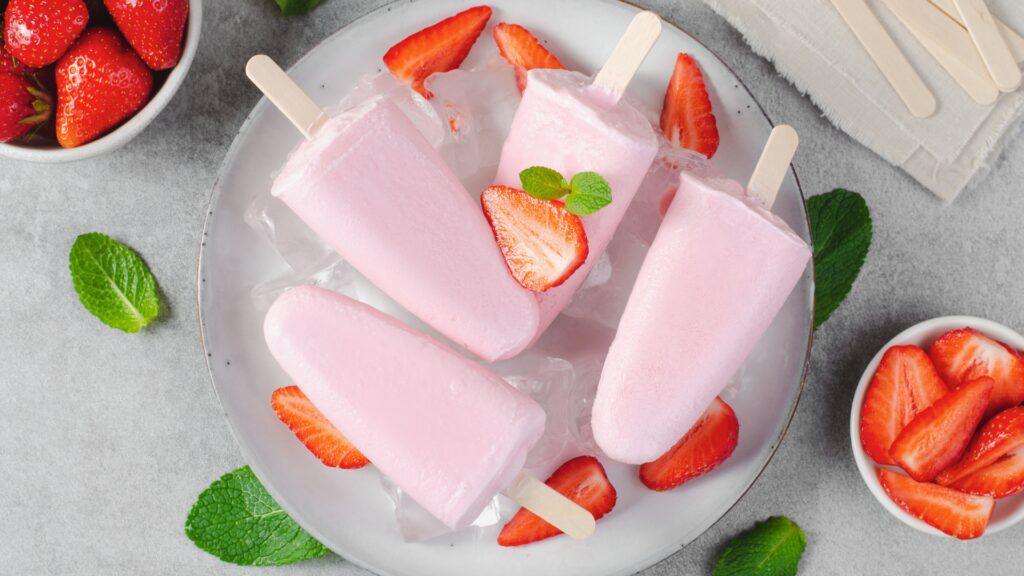 aardbeien yoghurt ijsjes
