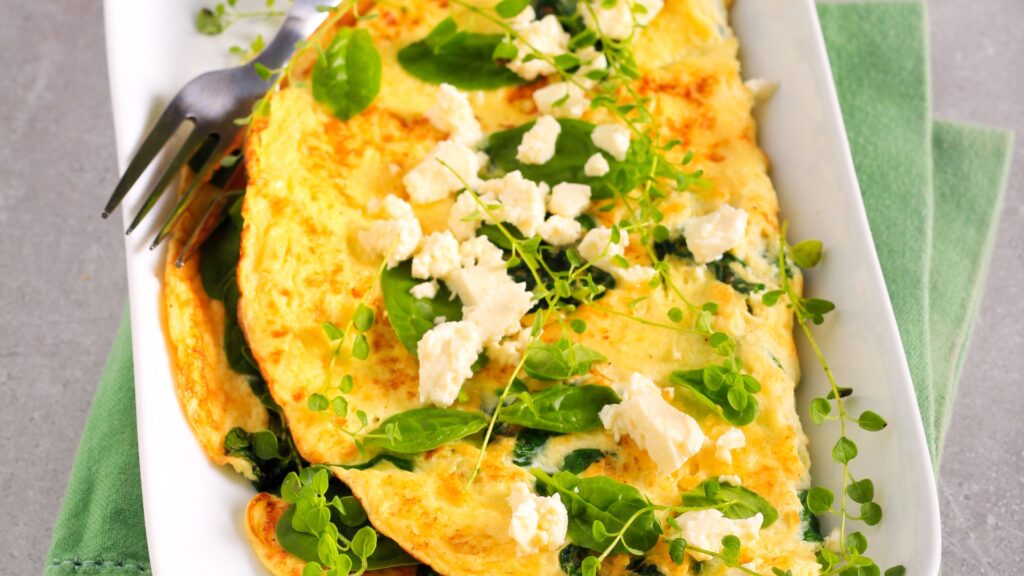 omelet met spinazie en feta