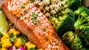 zalm met quinoa en broccoli